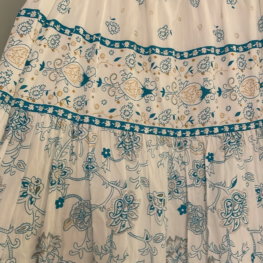 Chadwicks Floral Blue and White‎ Maxi Cotton Skirt, size L - Picture 4 of 6